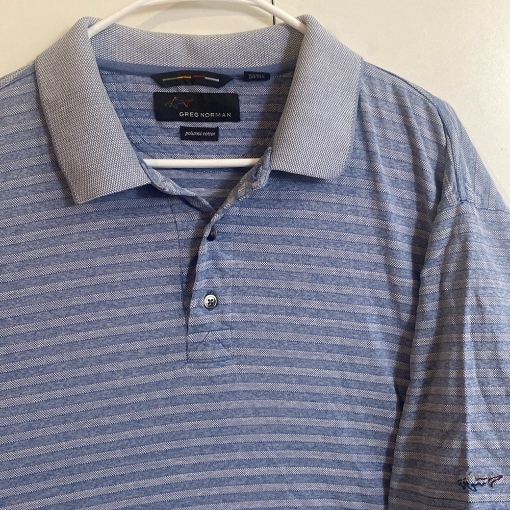 Greg Norman - Striped Light Blue Polo